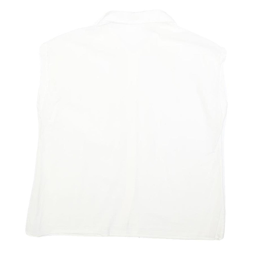 ACKERMAN Womens White Cotton Blend Sleeveless Button Neck Shirt M Casual