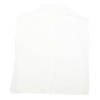 ACKERMAN Womens White Cotton Blend Sleeveless Button Neck Shirt M Casual
