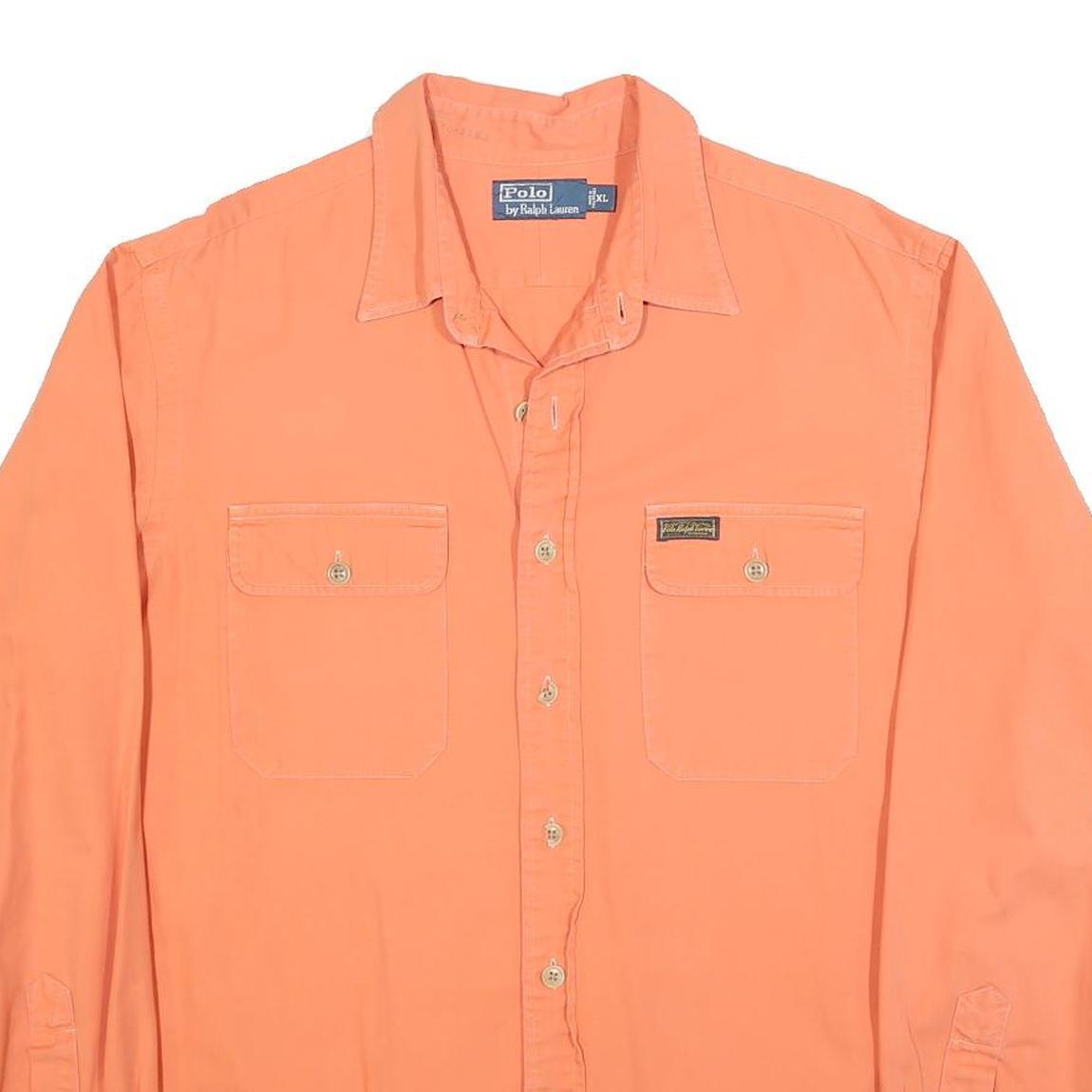 POLO RALPH LAUREN Mens Orange Classic Button Shirt XL Cotton Blend Casual