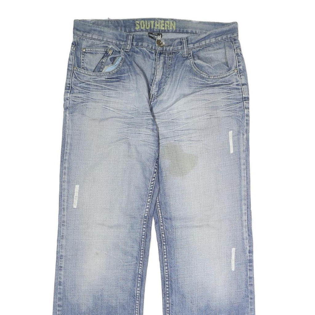 SOUTHERN Mens Jeans Blue Regular Straight Denim Light W36 L34 Casual Style