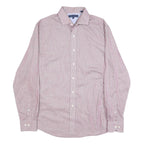 TOMMY HILFIGER Mens Red & White Shirt L Classic Fit Cotton Long Sleeve Button