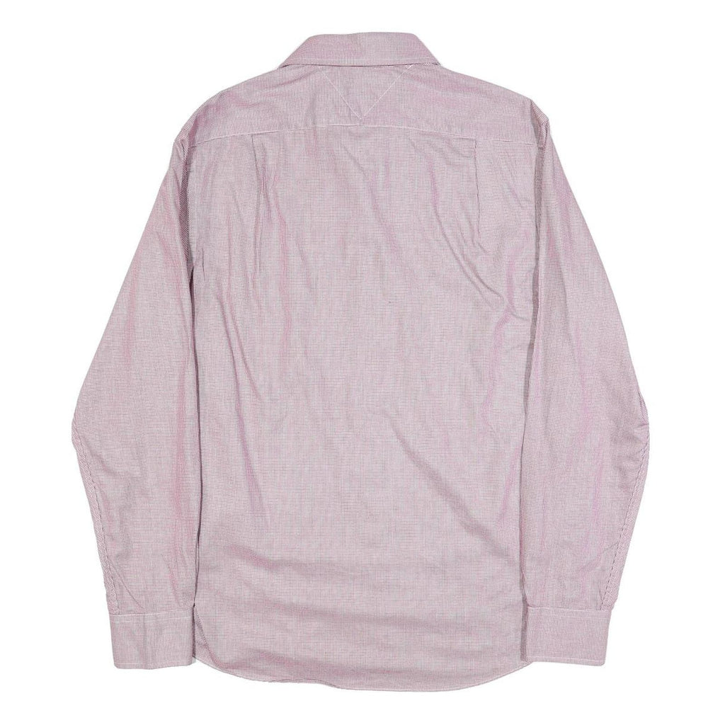 TOMMY HILFIGER Mens Red & White Shirt L Classic Fit Cotton Long Sleeve Button