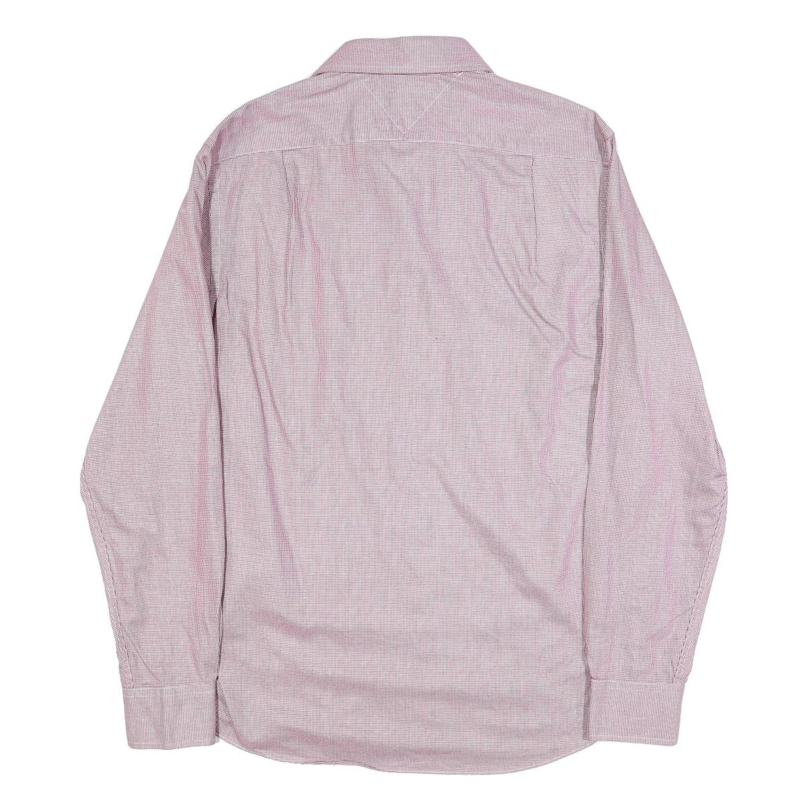 TOMMY HILFIGER Mens Red & White Shirt L Classic Fit Cotton Long Sleeve Button