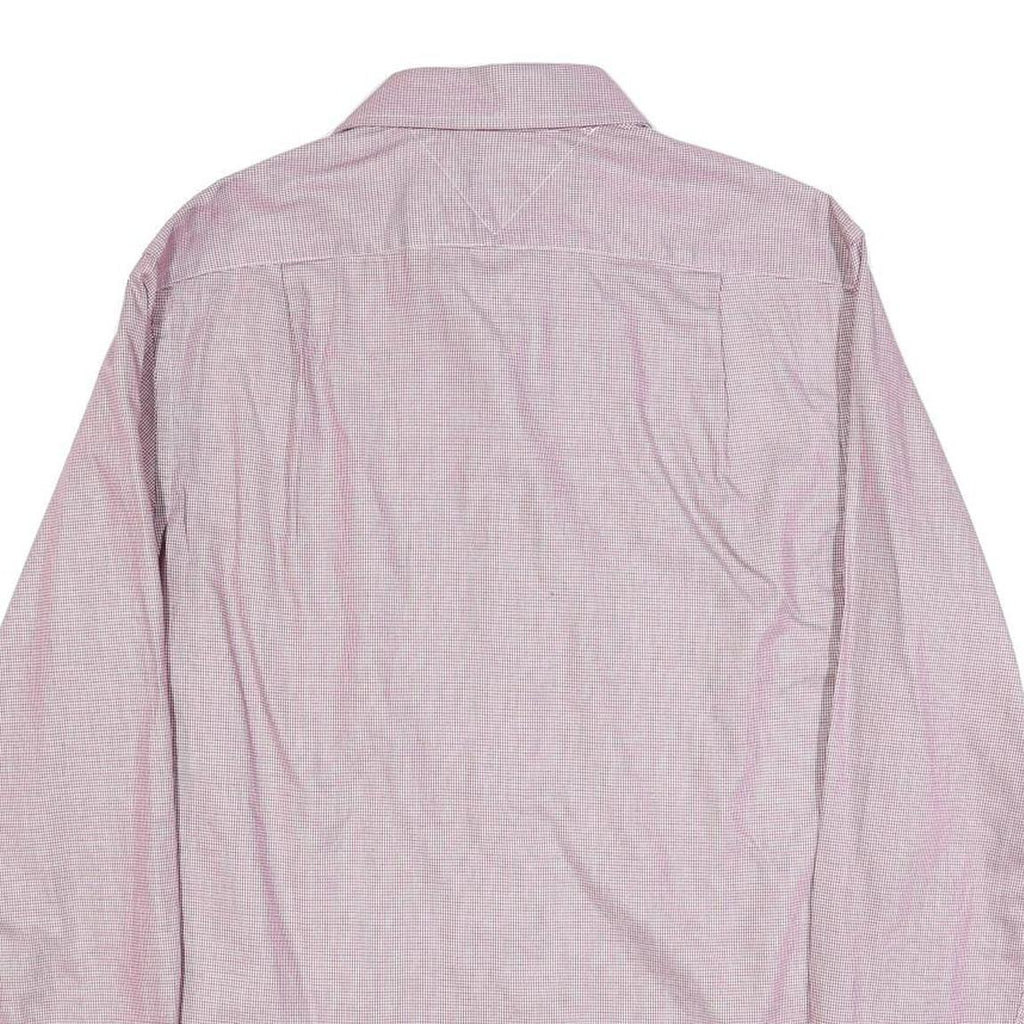 TOMMY HILFIGER Mens Red & White Shirt L Classic Fit Cotton Long Sleeve Button