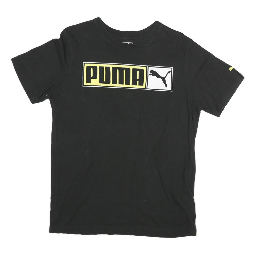 PUMA Mens Black Cotton Graphic T-Shirt S Short Sleeve Crew Neck Logo Print