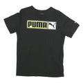 PUMA Mens Black Cotton Graphic T-Shirt S Short Sleeve Crew Neck Logo Print
