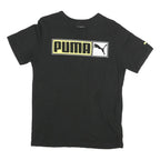 PUMA Mens Black Cotton Graphic T-Shirt S Short Sleeve Crew Neck Logo Print