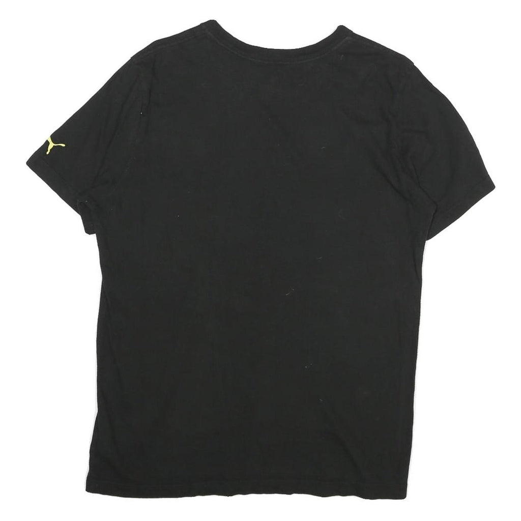 PUMA Mens Black Cotton Graphic T-Shirt S Short Sleeve Crew Neck Logo Print
