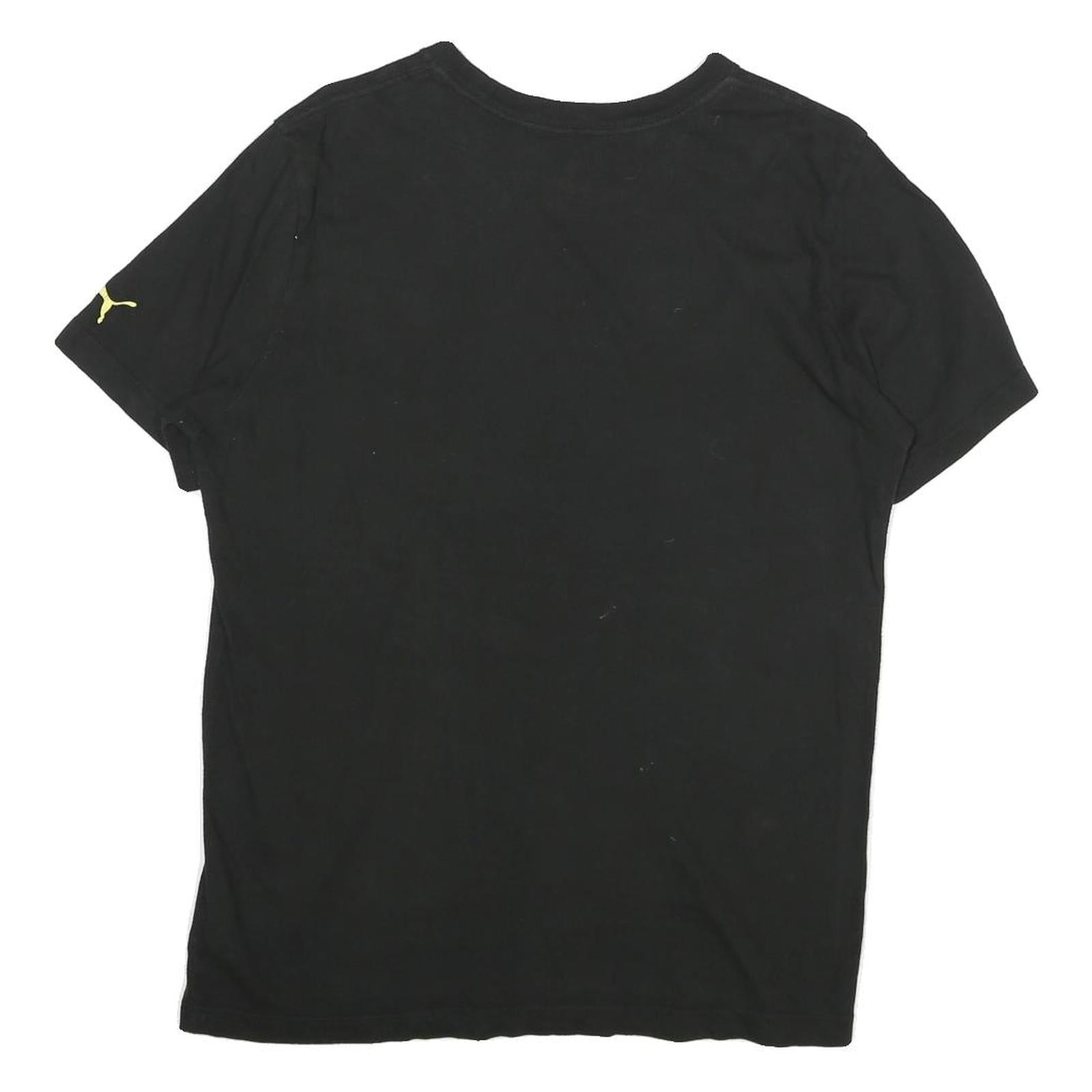 PUMA Mens Black Cotton Graphic T-Shirt S Short Sleeve Crew Neck Logo Print