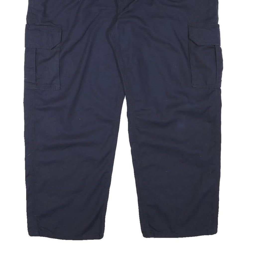 CARHARTT Mens Cotton Blend Navy Blue Regular Cargo Trousers W44 L29 Workwear