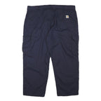 CARHARTT Mens Cotton Blend Navy Blue Regular Cargo Trousers W44 L29 Workwear