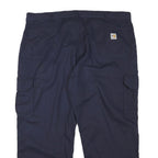 CARHARTT Mens Cotton Blend Navy Blue Regular Cargo Trousers W44 L29 Workwear