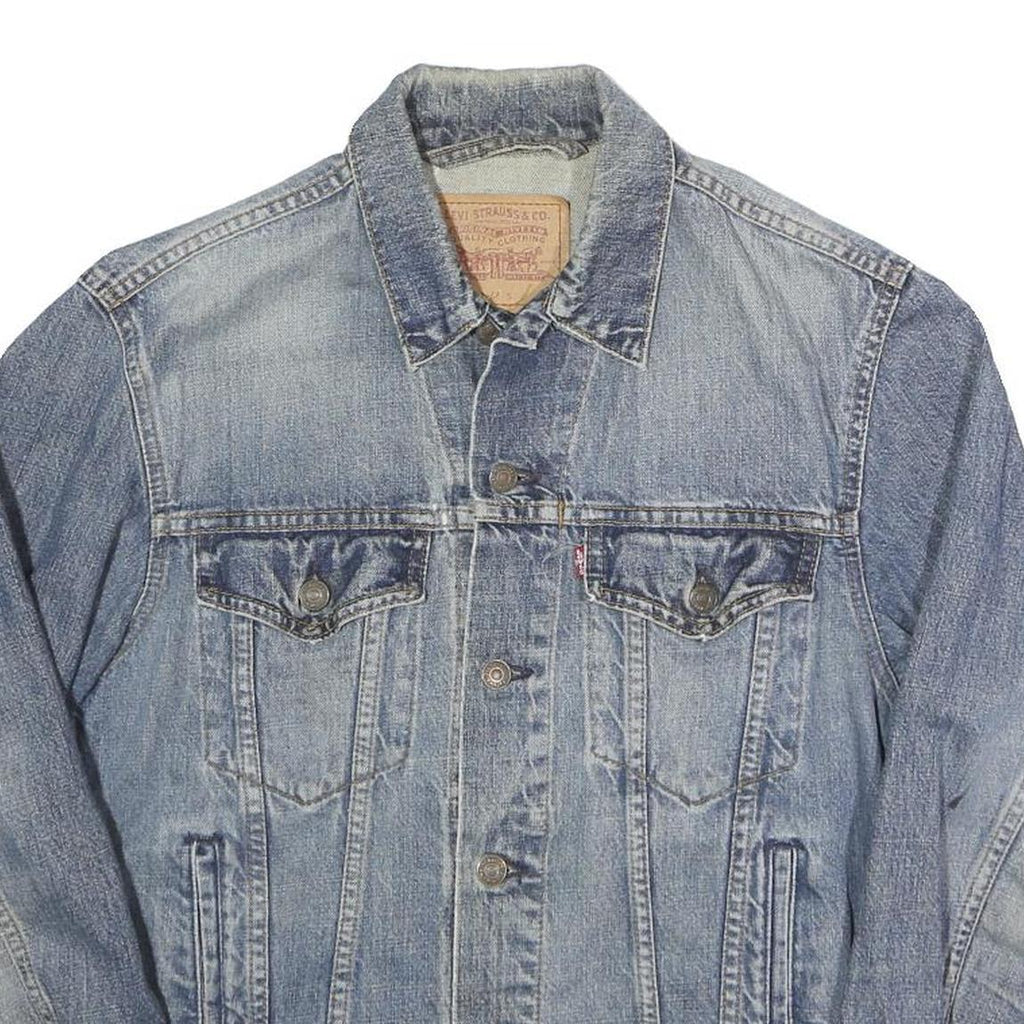 LEVI'S Mens Blue Denim Jacket S Cotton Button Closure Classic Fit Plain