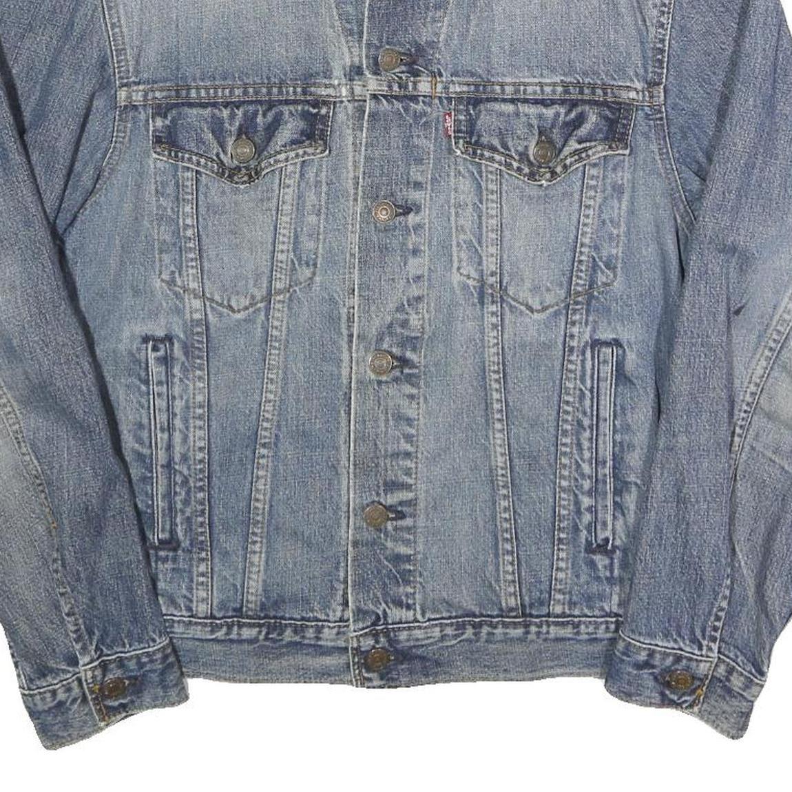 LEVI'S Mens Blue Denim Jacket S Cotton Button Closure Classic Fit Plain