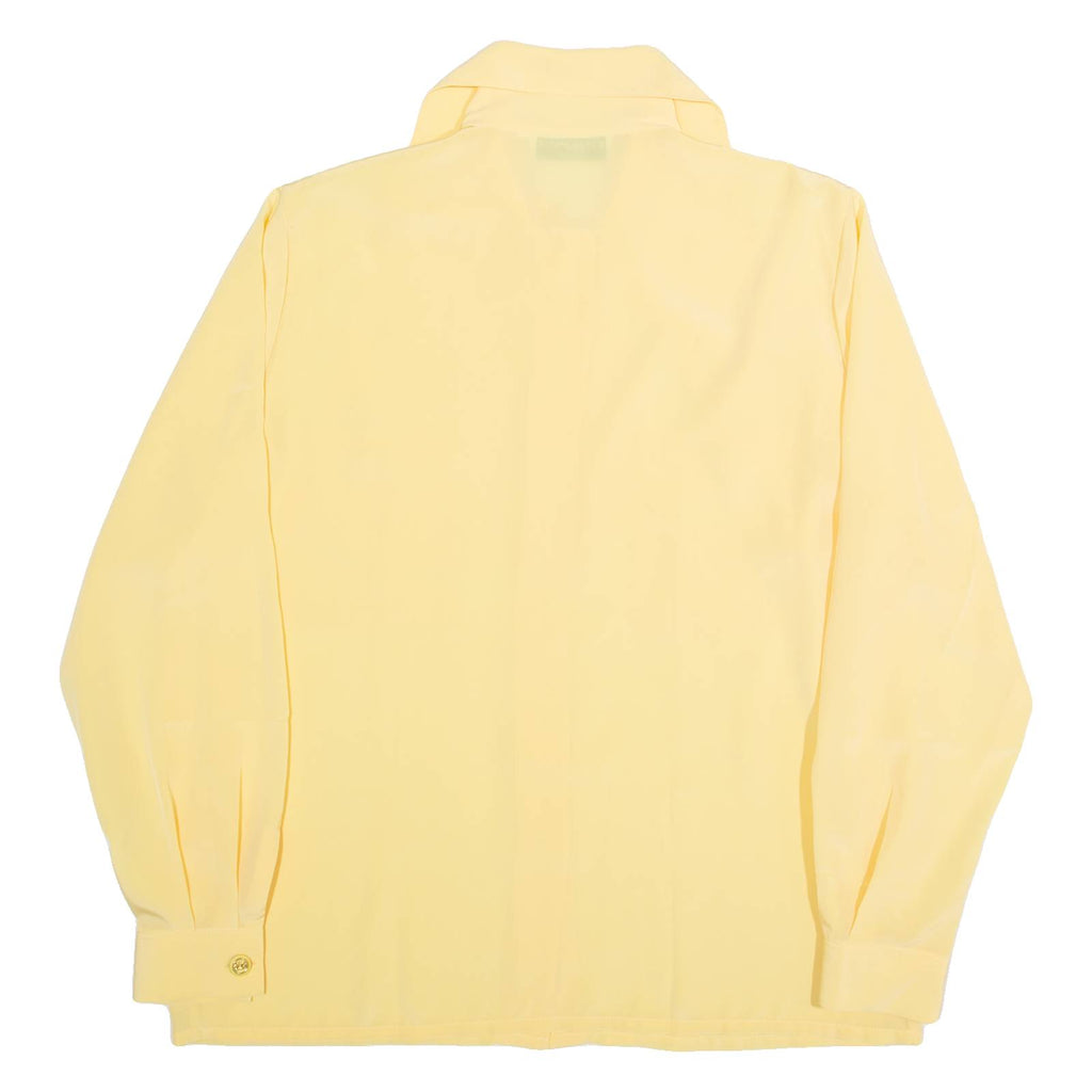 SOLANGE MONDOR Womens Blouse Shirt Yellow High Neck Long Sleeve 90s L