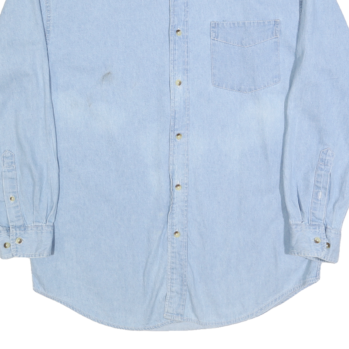 BASIC EDITIONS Mens Blue Cotton Denim Shirt M Button Down Pocket Casual