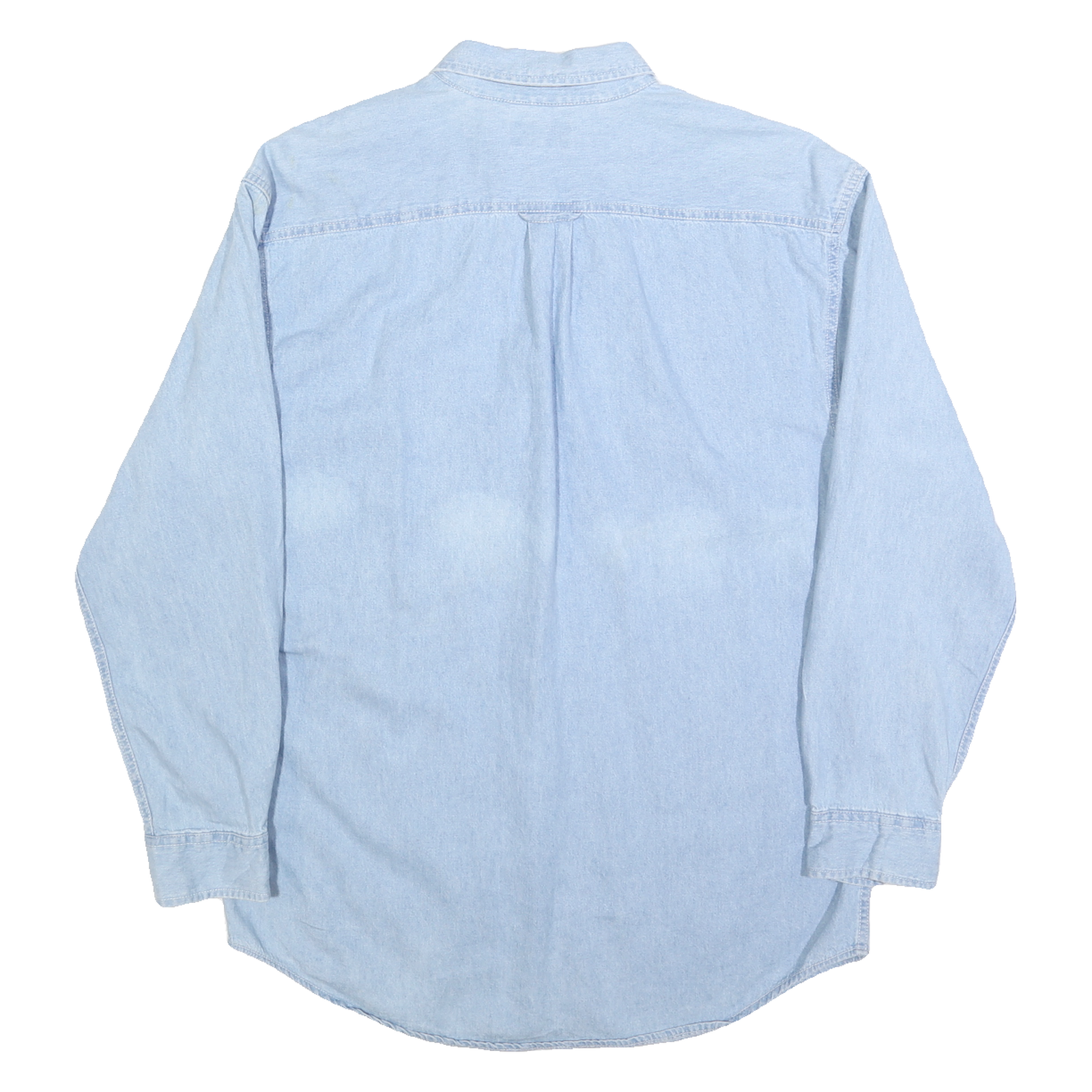 BASIC EDITIONS Mens Blue Cotton Denim Shirt M Button Down Pocket Casual