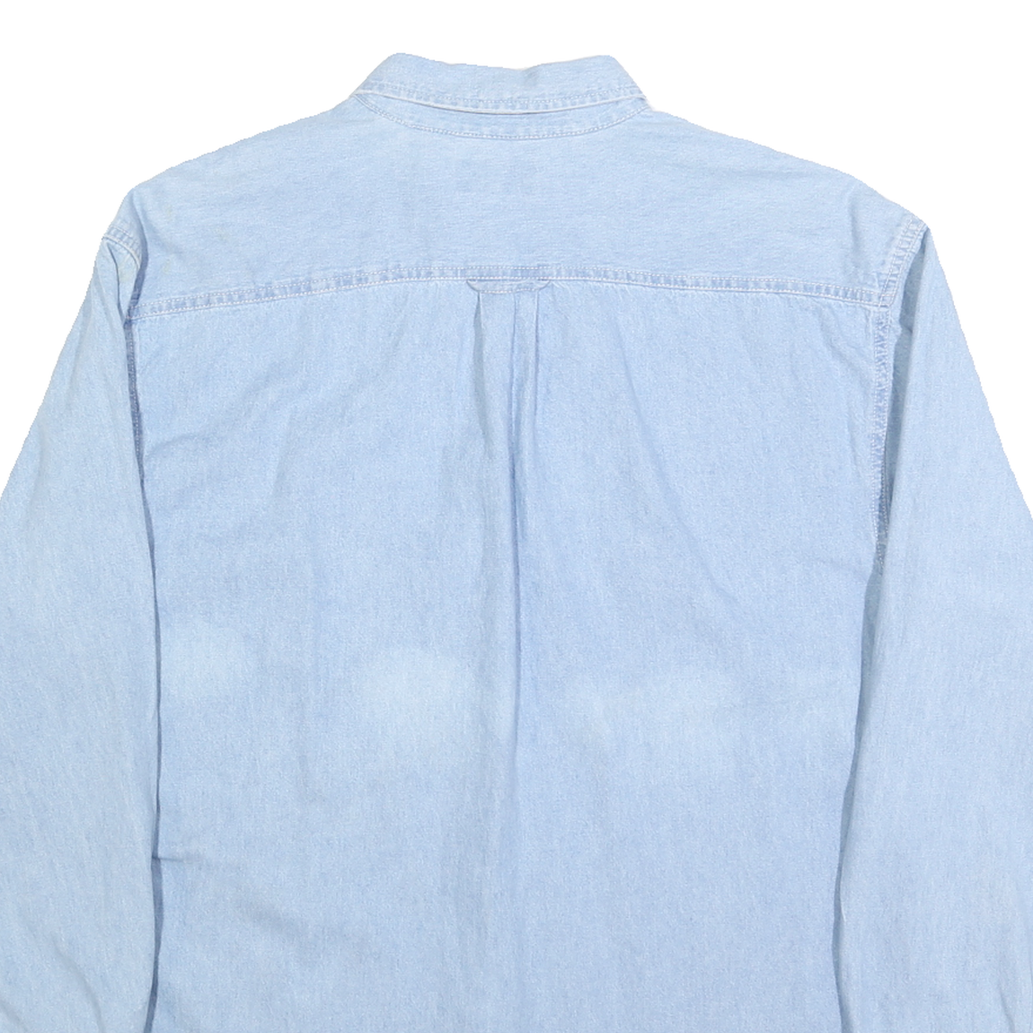 BASIC EDITIONS Mens Blue Cotton Denim Shirt M Button Down Pocket Casual