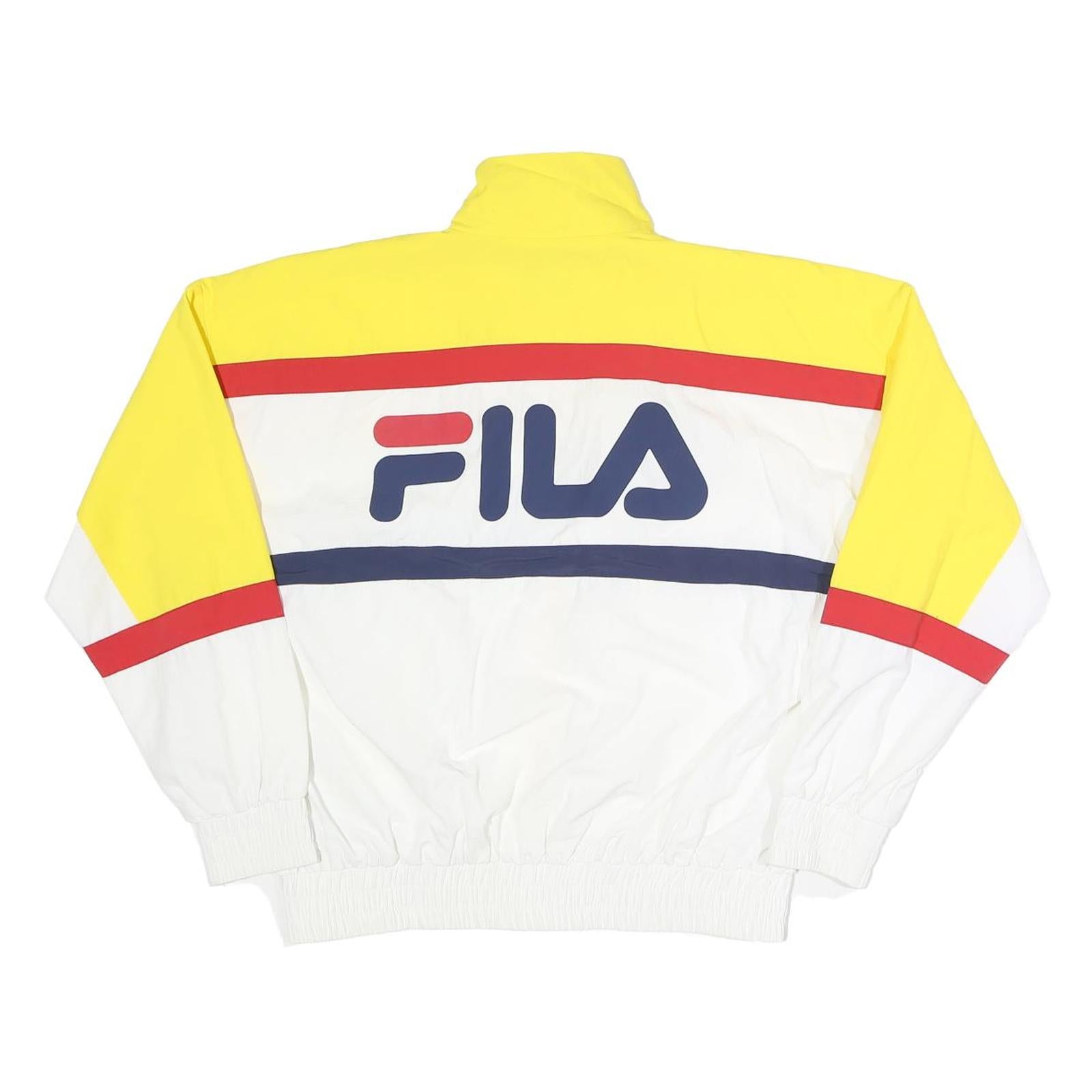 FILA Womens Yellow & White Sports Zip Jacket XS Polyester Track Retro