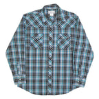 WRANGLER Mens Blue & Black Check Shirt L Western Style Casual Cotton Blend