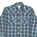 WRANGLER Mens Blue & Black Check Shirt L Western Style Casual Cotton Blend