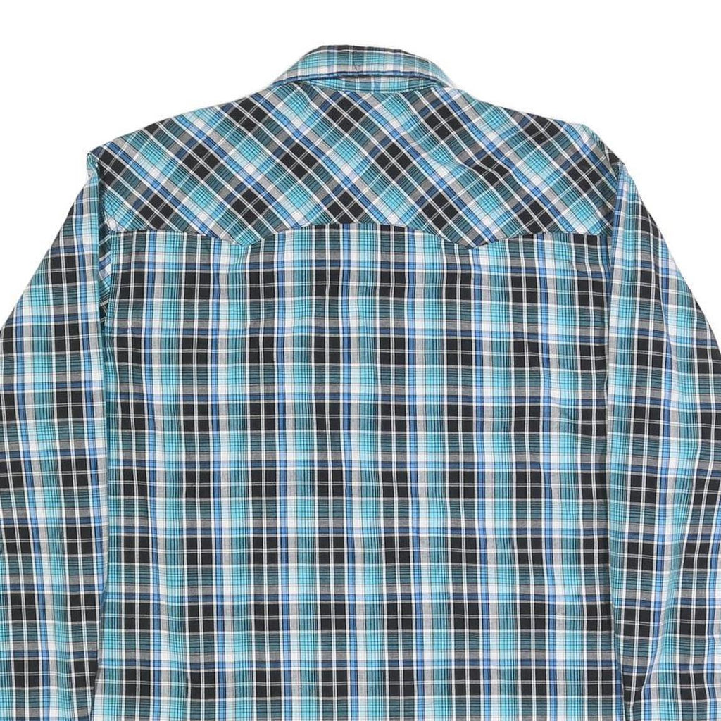 WRANGLER Mens Blue & Black Check Shirt L Western Style Casual Cotton Blend