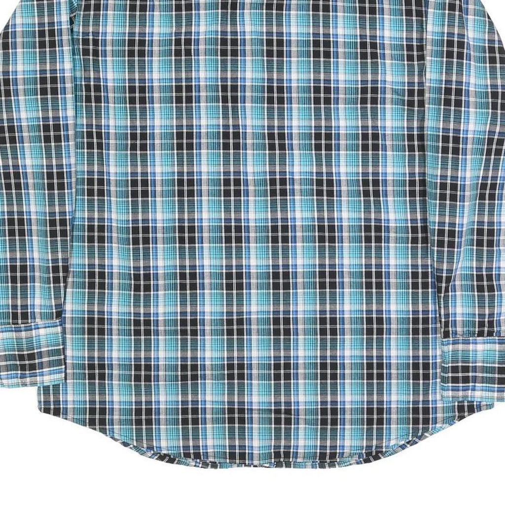 WRANGLER Mens Blue & Black Check Shirt L Western Style Casual Cotton Blend