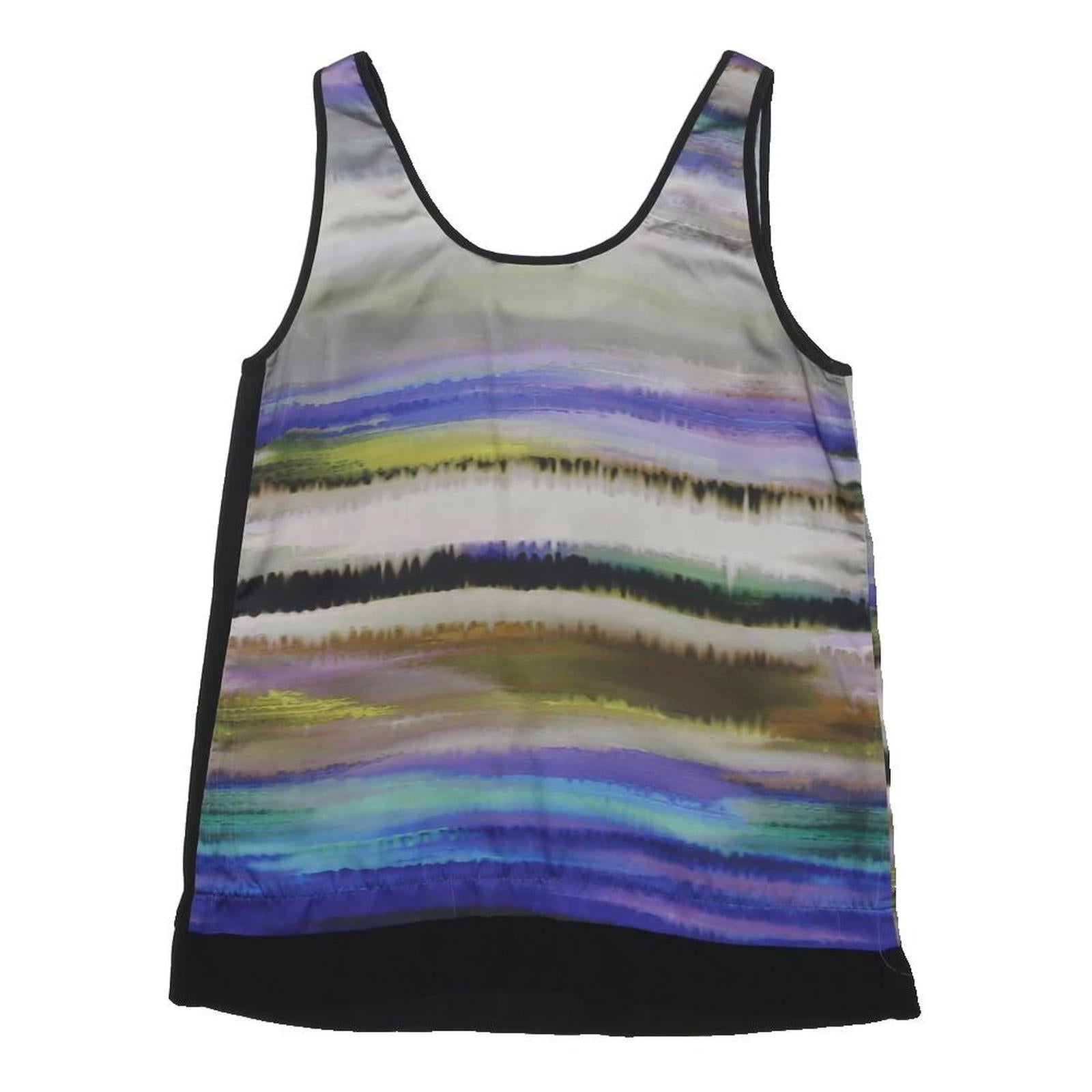 DKNY Womens Multicolour T-Shirt XS Sleeveless Scoop Neck Polyester Relaxed Fit