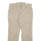 CARHARTT Mens Relaxed Beige Cotton Blend Zip Trousers W34 L27 Workwear Utility