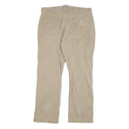 CARHARTT Mens Relaxed Beige Cotton Blend Zip Trousers W34 L27 Workwear Utility