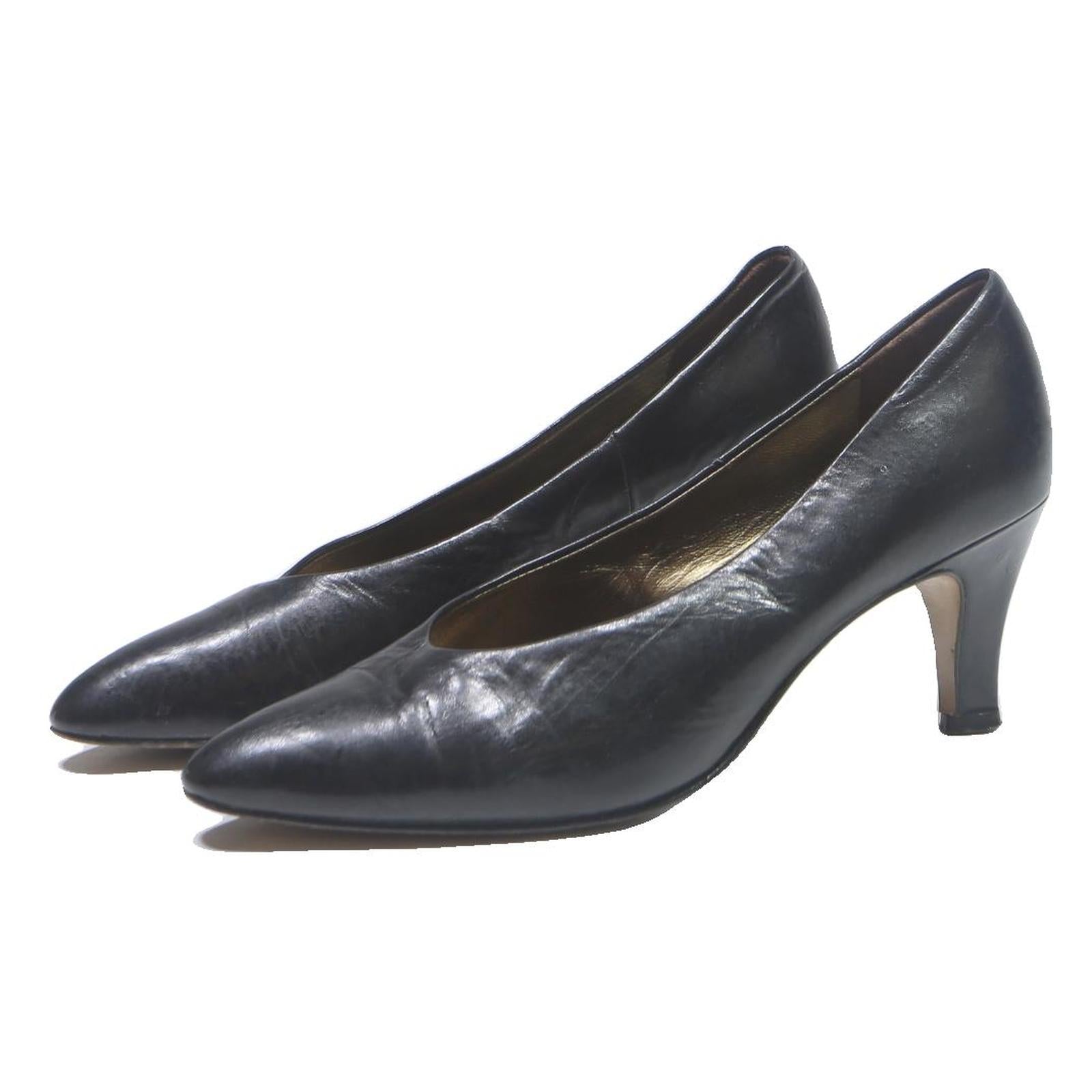 PETER KAISER Womens Classic Court Heels Black Leather UK 4 Elegant Formal