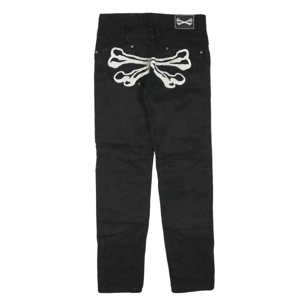 SAKUN CREW Womens Jeans Black Regular Straight Denim W32 L31 Stylish Logo