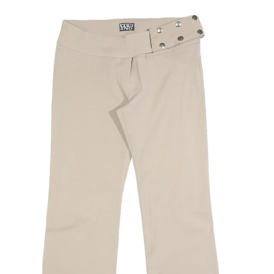 YES OR NO Womens Beige Slim Trousers W28 L28 Zip Closure Stylish Waist Detail