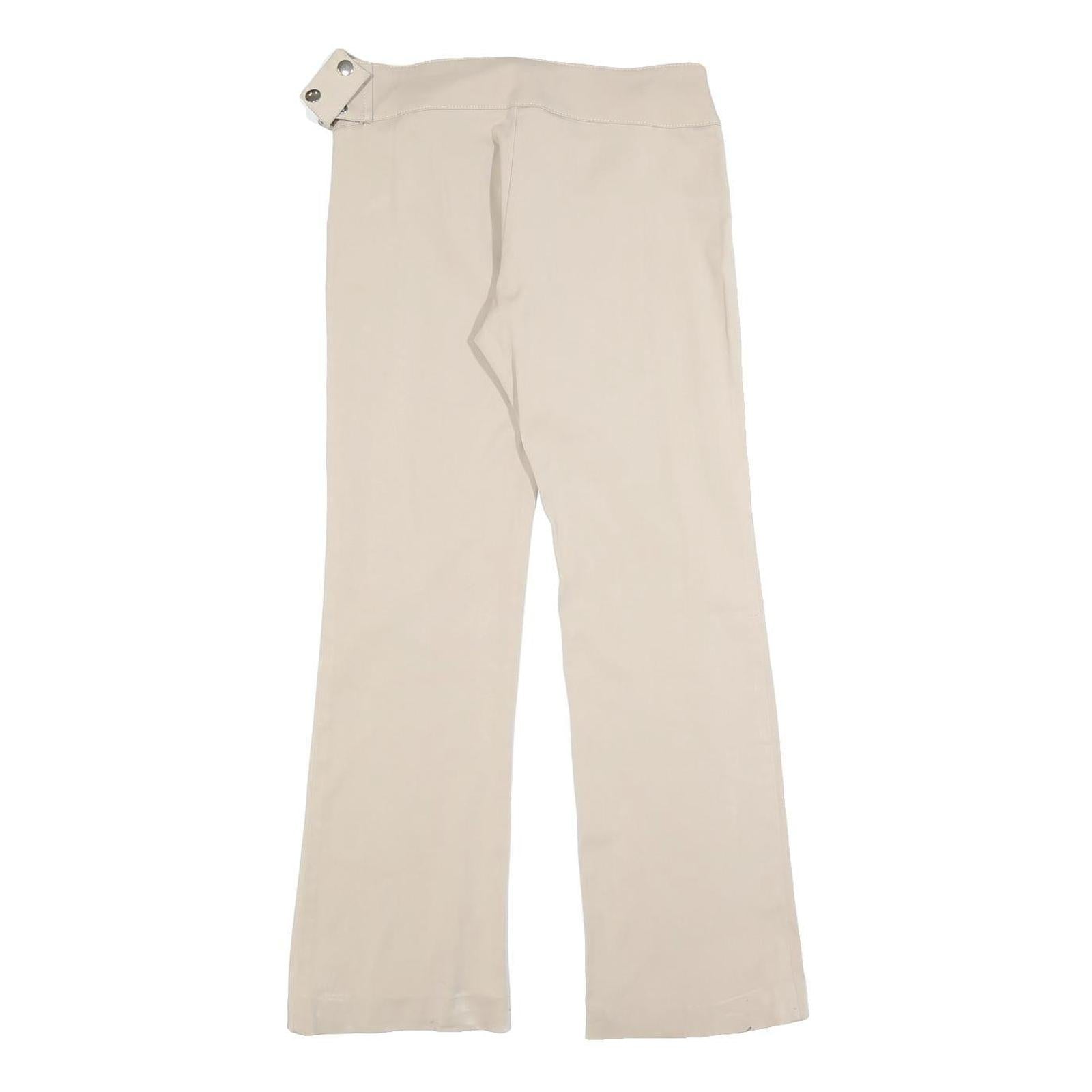 YES OR NO Womens Beige Slim Trousers W28 L28 Zip Closure Stylish Waist Detail