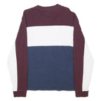 GUESS JEANS Mens Burgundy & White & Blue Crew Neck L Cotton Sweatshirt Long