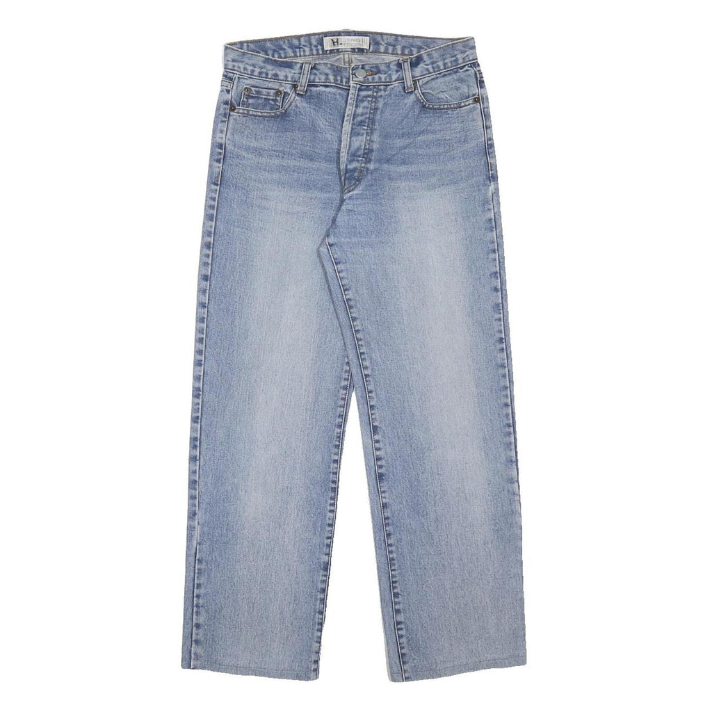 YES OR NO Womens Blue Relaxed Straight Denim Light Cotton Blend W30 L28 Button