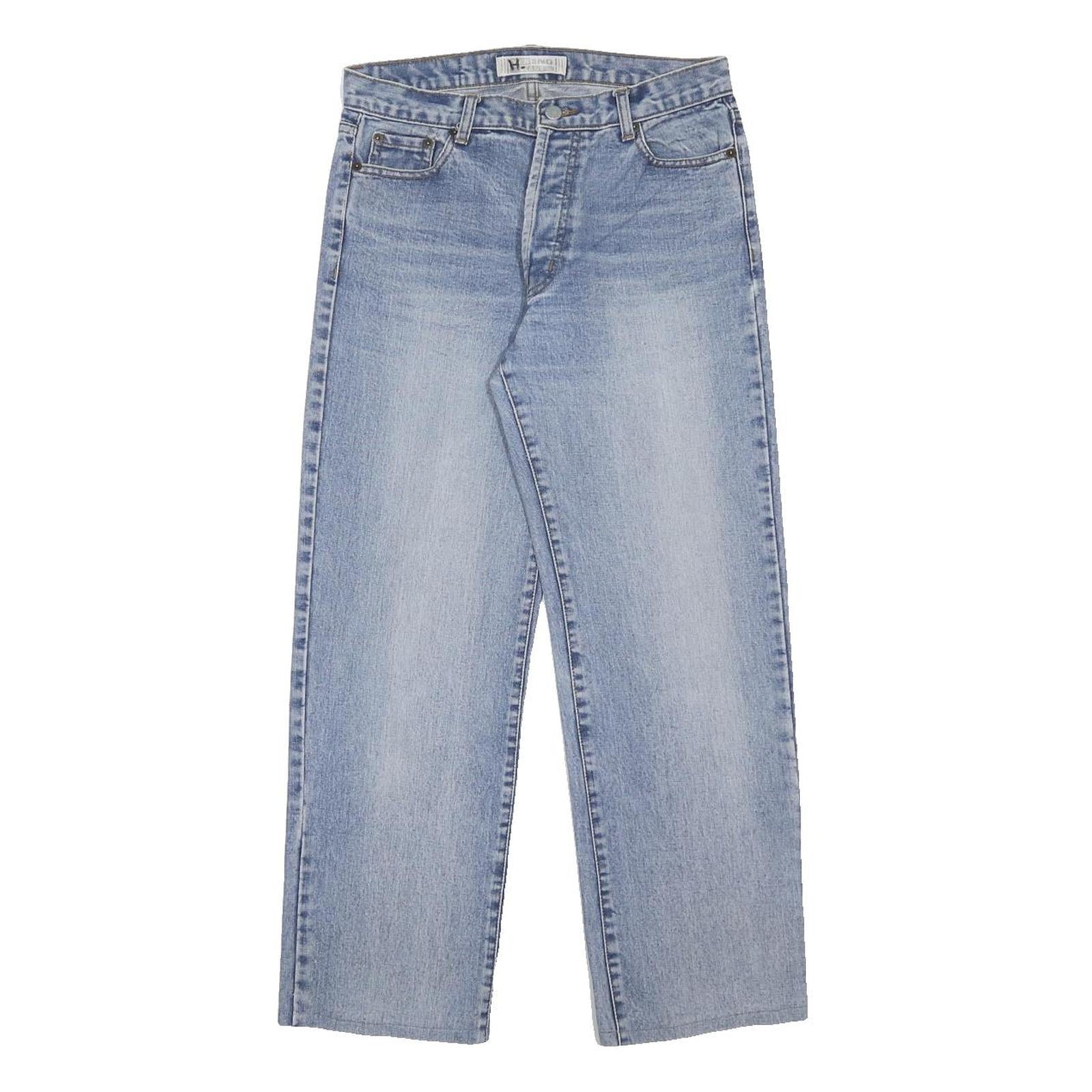 YES OR NO Womens Blue Relaxed Straight Denim Light Cotton Blend W30 L28 Button