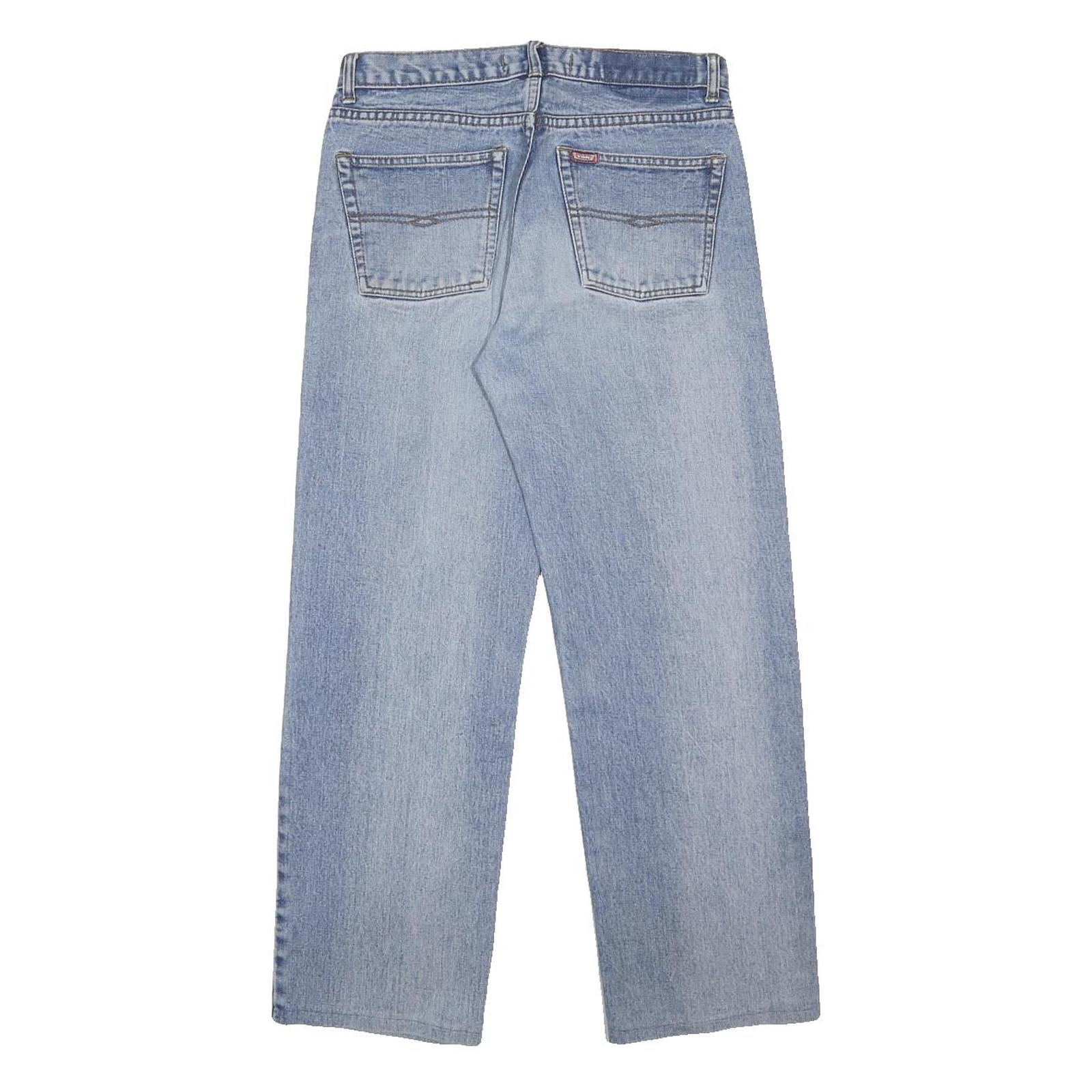 YES OR NO Womens Blue Relaxed Straight Denim Light Cotton Blend W30 L28 Button