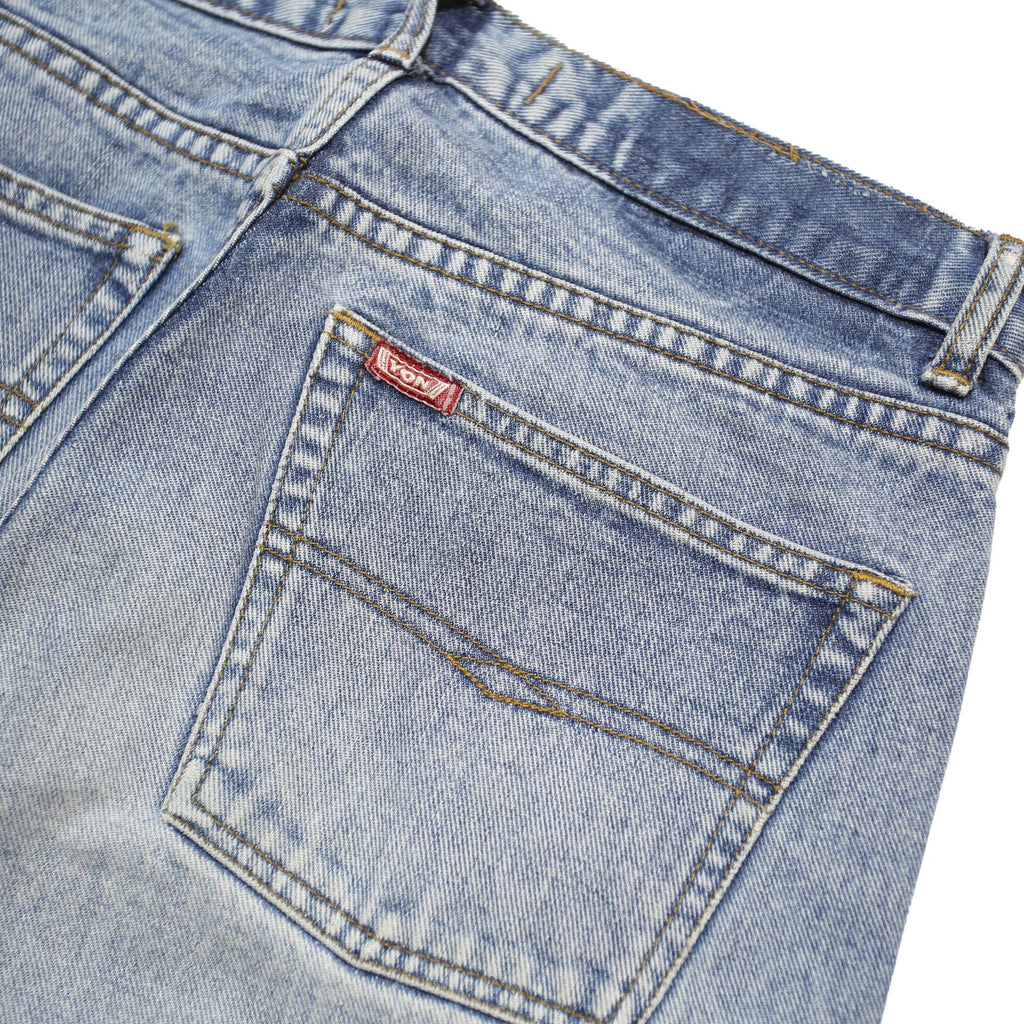 YES OR NO Womens Blue Relaxed Straight Denim Light Cotton Blend W30 L28 Button