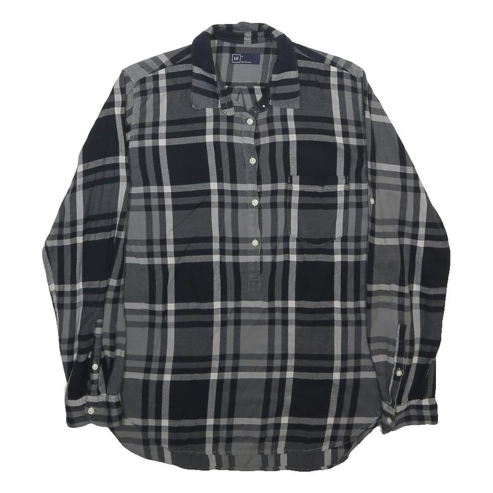 GAP Womens Black & Grey Check Shirt M Casual Button-Up Cotton Top