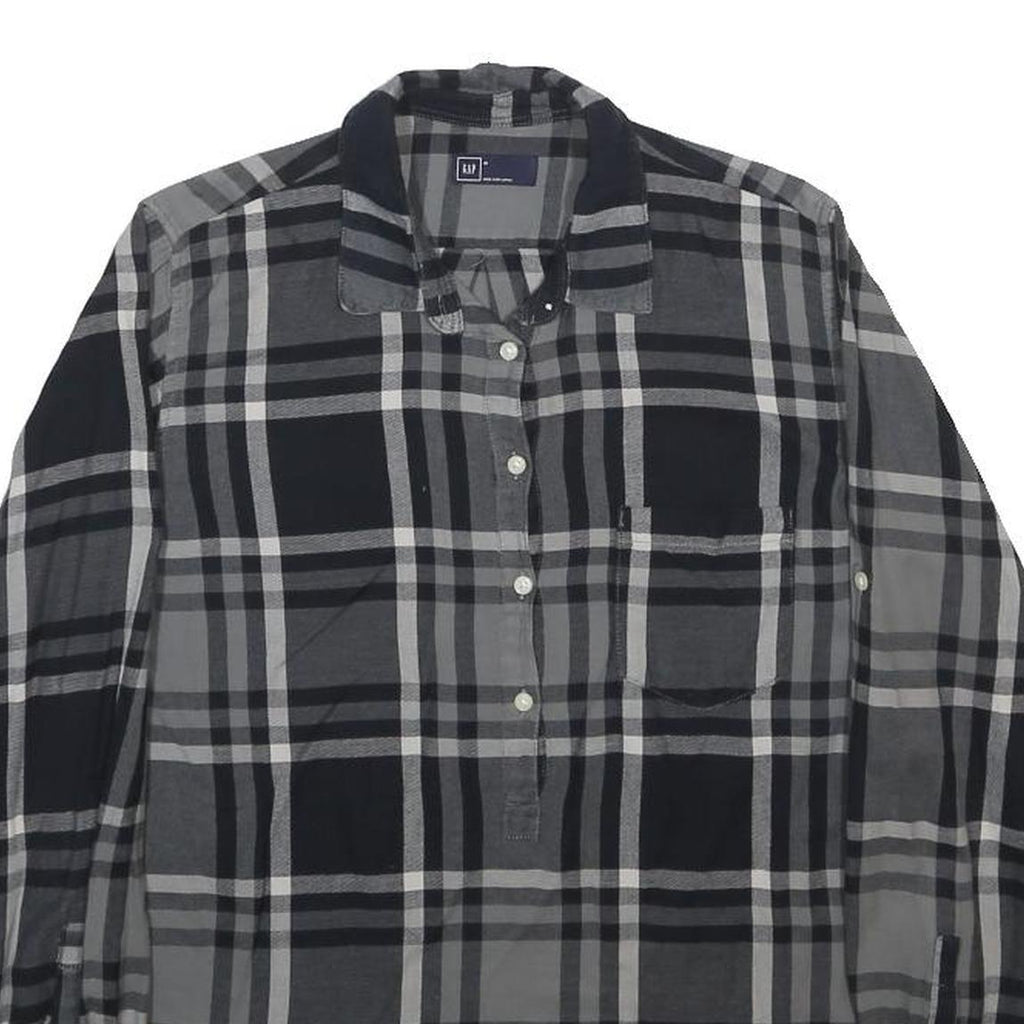 GAP Womens Black & Grey Check Shirt M Casual Button-Up Cotton Top