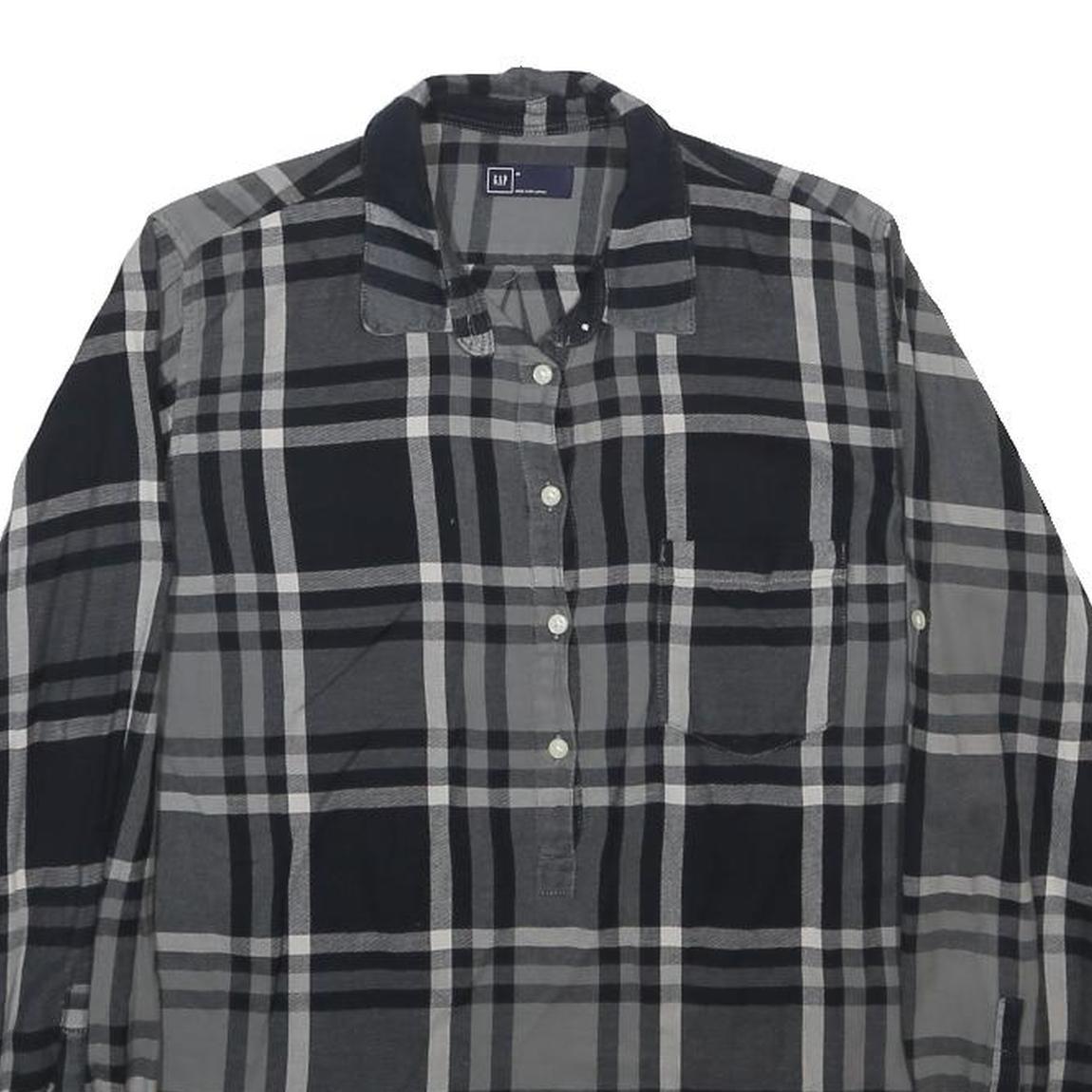 GAP Womens Black & Grey Check Shirt M Casual Button-Up Cotton Top