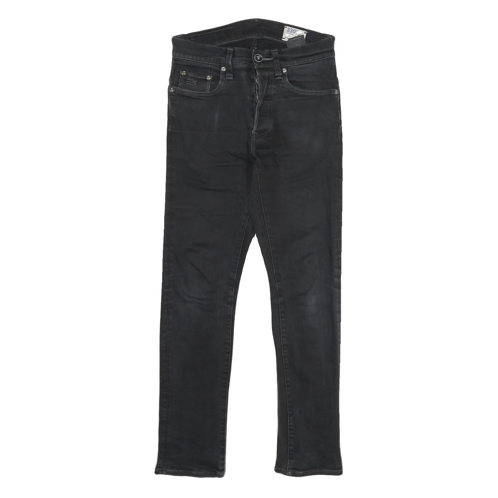 G-STAR Mens Black Slim Jeans Denim W28 L30 Classic Button Closure Casual Wear