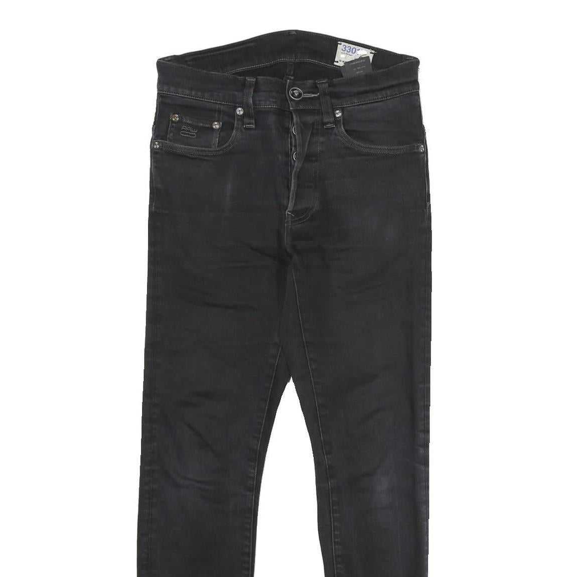 G-STAR Mens Black Slim Jeans Denim W28 L30 Classic Button Closure Casual Wear