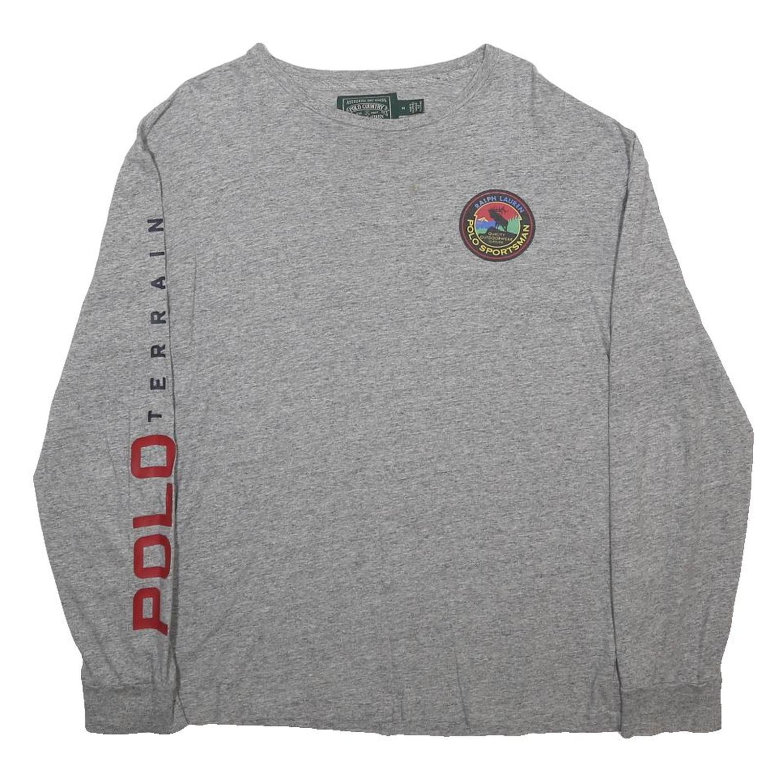 POLO RALPH LAUREN Mens Grey Polo Sportsman Logo Long Sleeve Crew Neck T-Shirt M