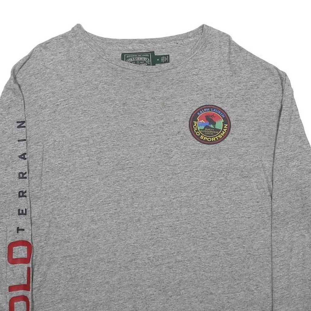 POLO RALPH LAUREN Mens Grey Polo Sportsman Logo Long Sleeve Crew Neck T-Shirt M