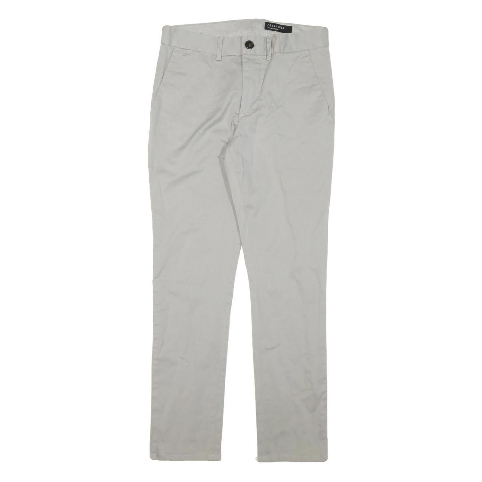 ALL SAINTS Womens Cotton Blend Slim Beige Trousers W28 L28 Zip Casual