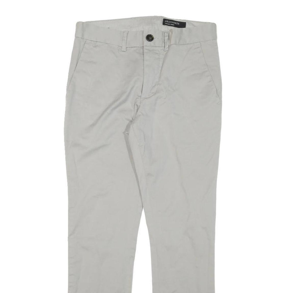 ALL SAINTS Womens Cotton Blend Slim Beige Trousers W28 L28 Zip Casual
