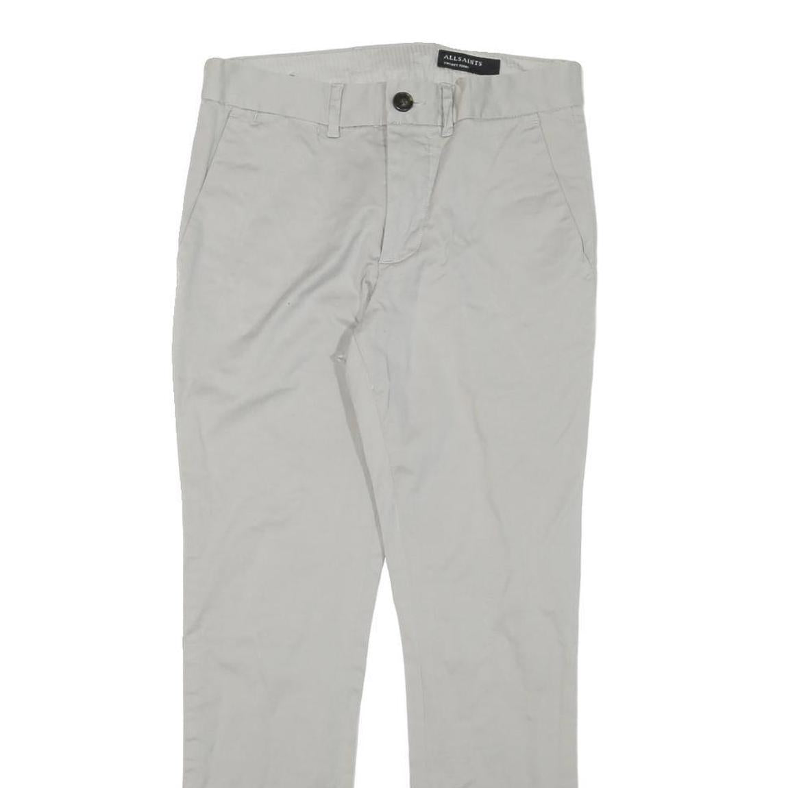 ALL SAINTS Womens Cotton Blend Slim Beige Trousers W28 L28 Zip Casual