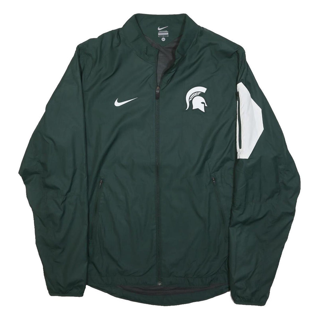 NIKE Mens Green White Spartan Logo Track Jacket M Polyester Zip Sportswear